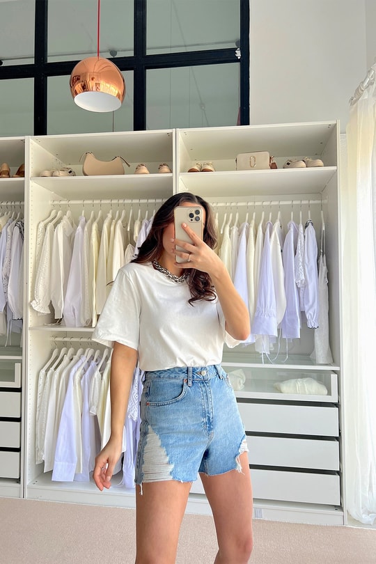 Bisiklet Yaka Basic Tshirt Beyaz
