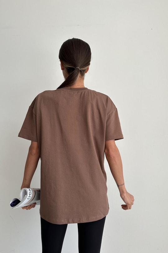 Bisiklet Yaka Basic Tsirht Kahve