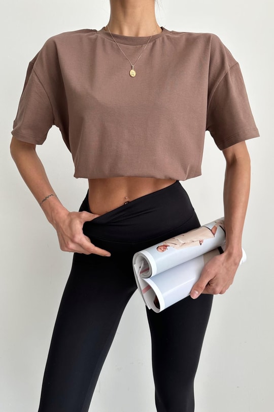 Bisiklet Yaka Basic Tsirht Kahve