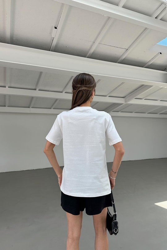 Bohem Nakışlı Tshirt Beyaz