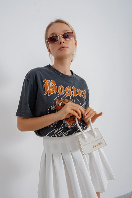 Boston Tigers Yıkamalı Tshirt Füme