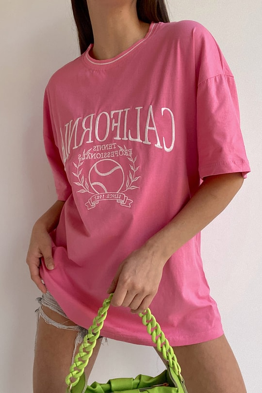 California Oversize Tshirt Pembe