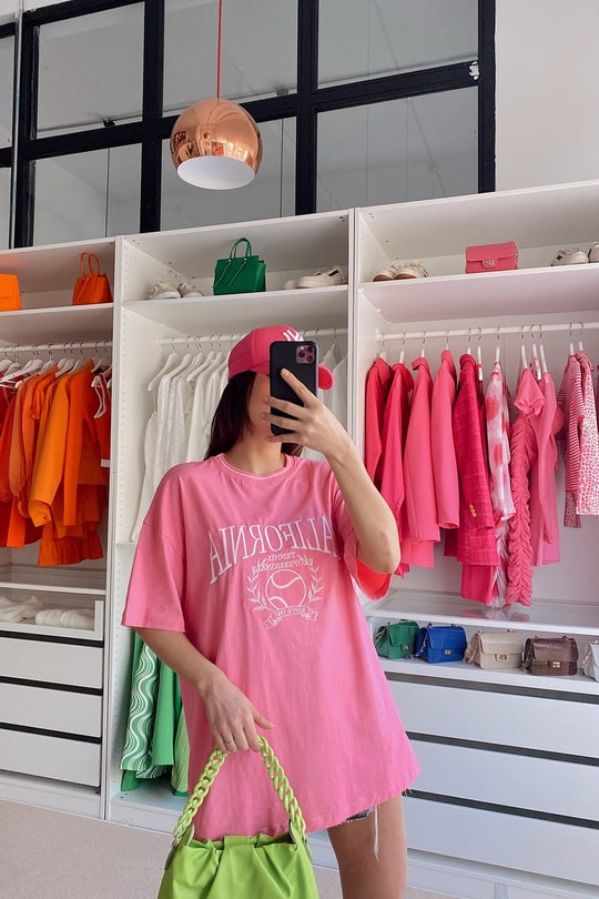 California Oversize Tshirt Pembe