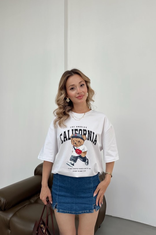 California Teddy Tshirt Beyaz