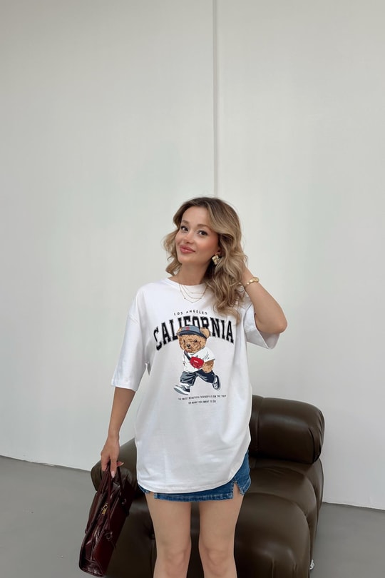California Teddy Tshirt Beyaz
