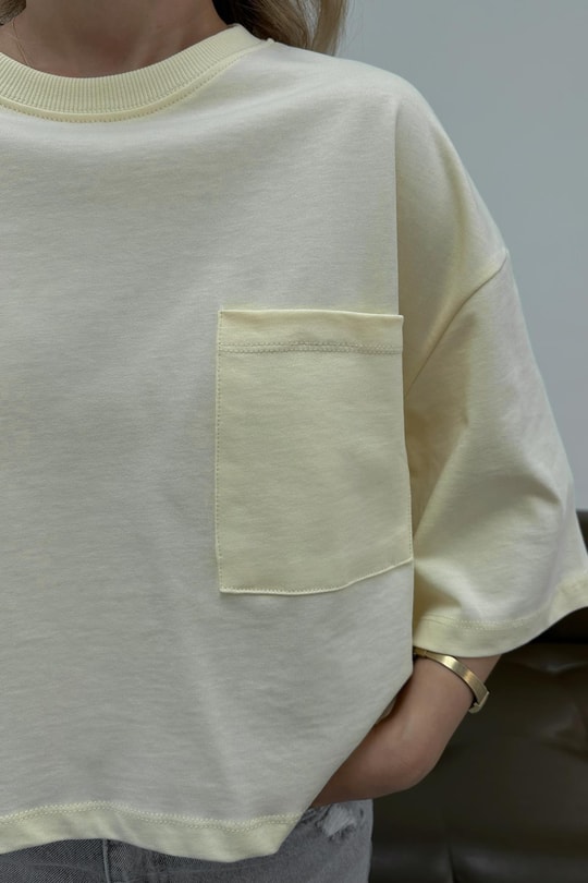 Cepli Crop Tshirt Sarı