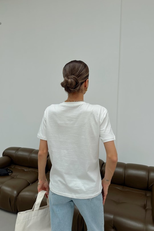 Cherry Baskılı Tshirt Beyaz
