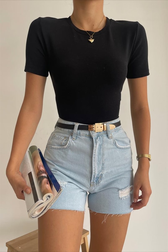 Crop Tshirt Siyah