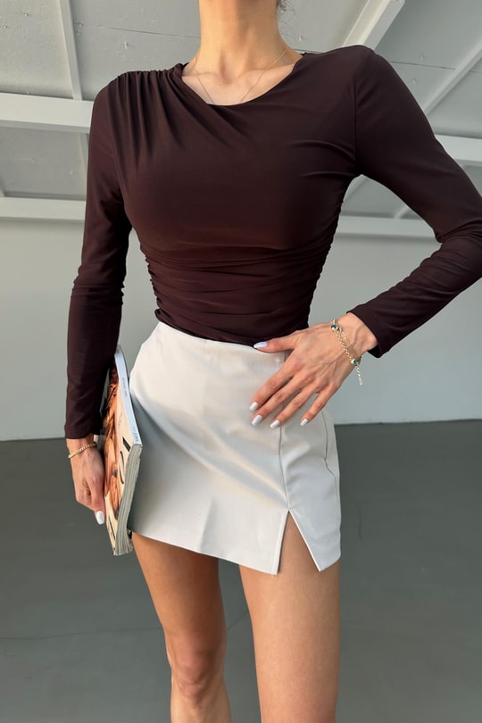 Drapeli Bodysuit Kahve