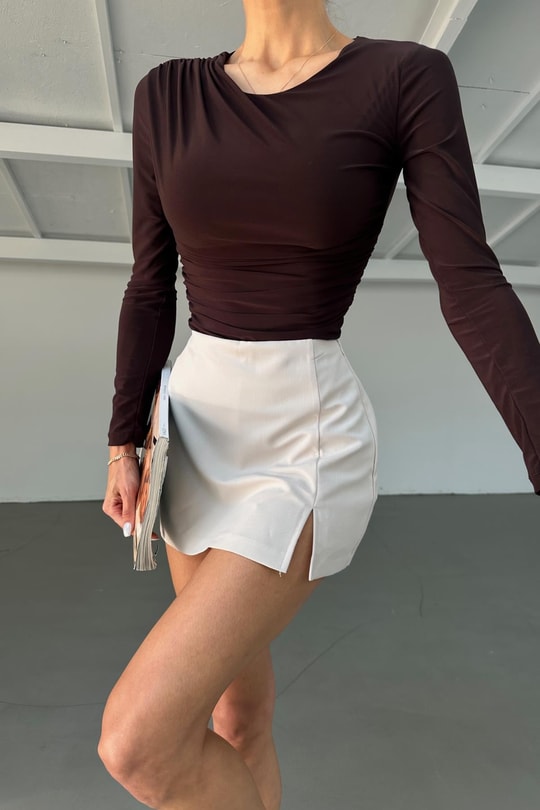Drapeli Bodysuit Kahve