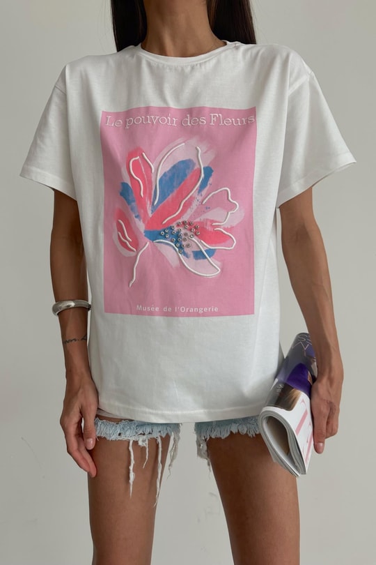 Fleurs Tshirt Beyaz
