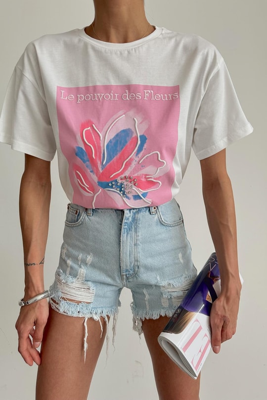 Fleurs Tshirt Beyaz