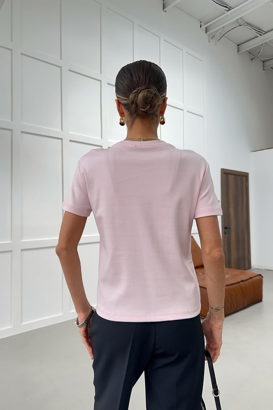 Fular Zincirli Tshirt Pudra