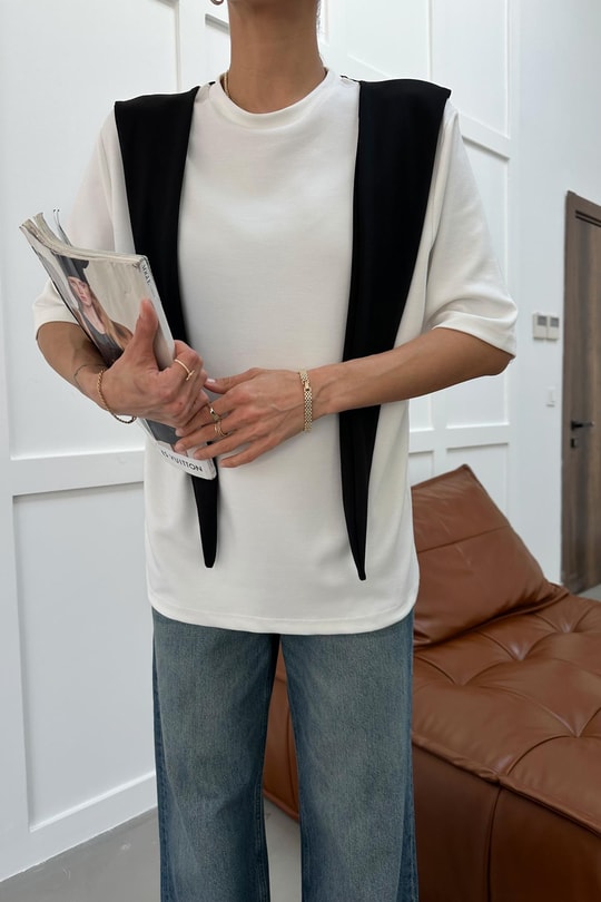 Fularlı Modal Tshirt Siyah