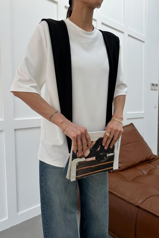 Fularlı Modal Tshirt Siyah