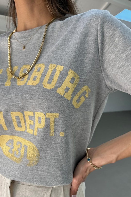 Getty Baskılı Tshirt Gri