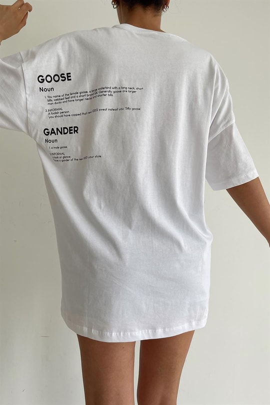 Goose Gander Yıkamalı Tshirt Beyaz
