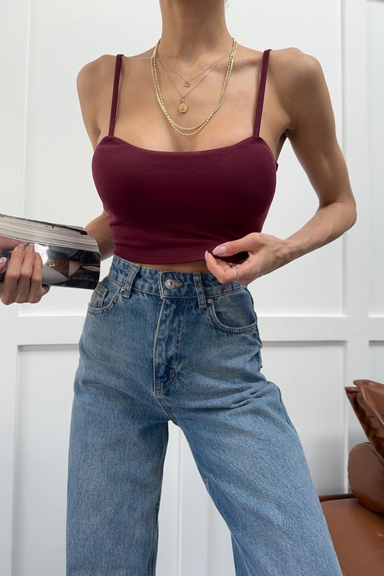 İp Askılı Basic Bra Mürdüm