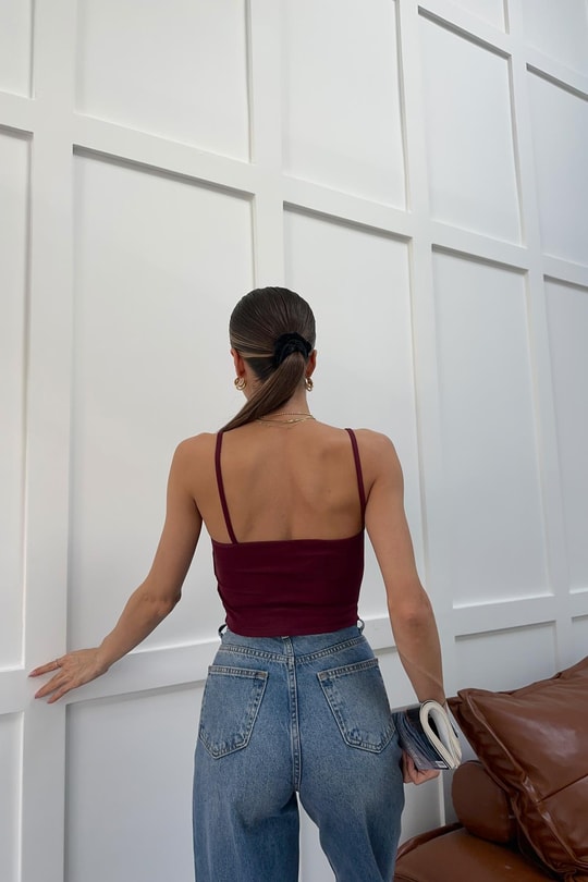İp Askılı Basic Bra Mürdüm