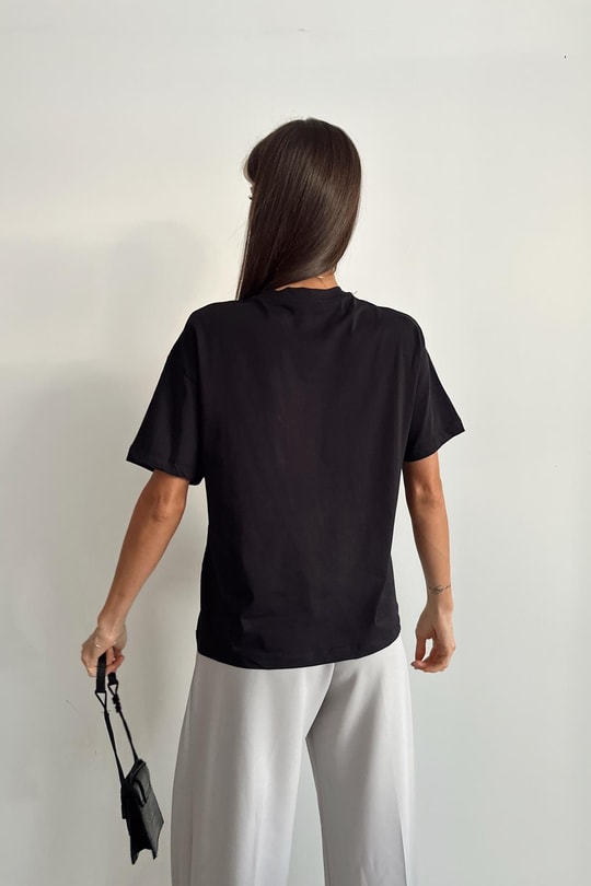 İşleme Cep Tshirt Siyah