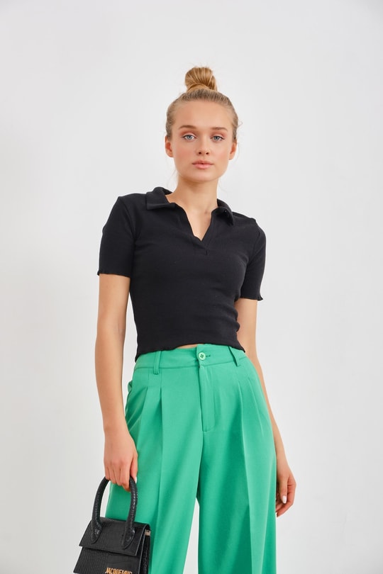 Kaşkorse Polo Yaka Tshirt Siyah