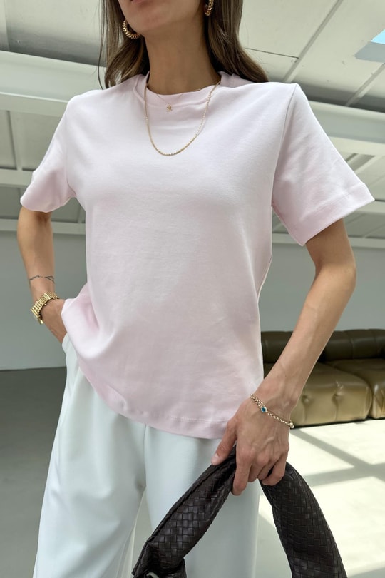 Kısa Kol Premıum Tshirt Pembe