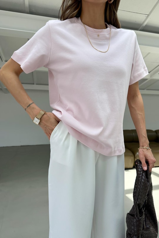 Kısa Kol Premıum Tshirt Pembe