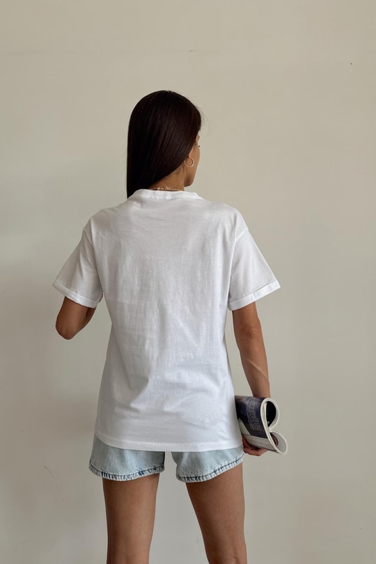 Kol Katlamalı Basic Tshirt Beyaz
