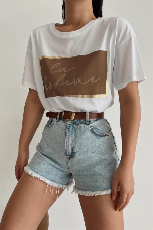 La Boheme Kısa Kollu Tshirt Beyaz