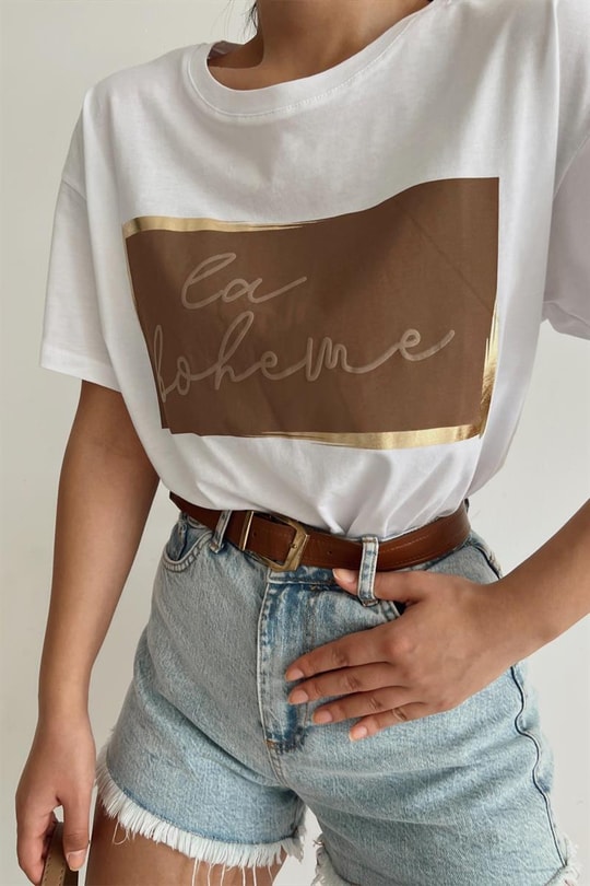 La Boheme Kısa Kollu Tshirt Beyaz