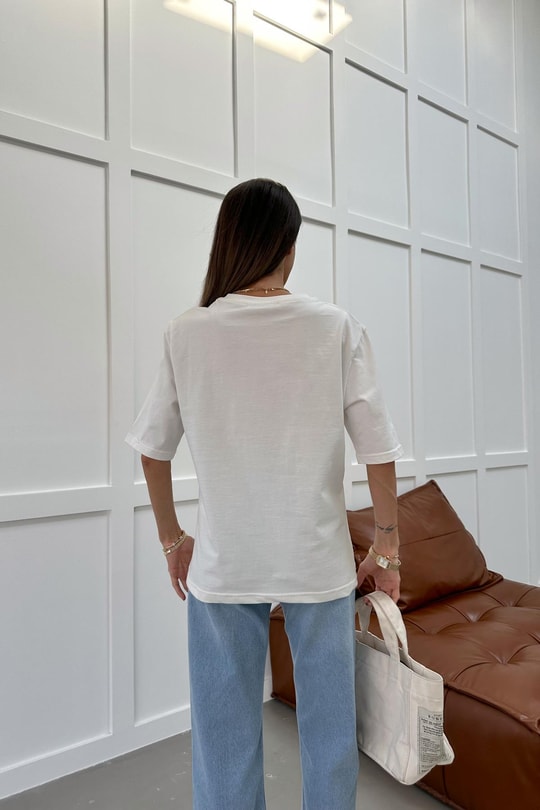 Lemon Baskılı Tshirt Ekru