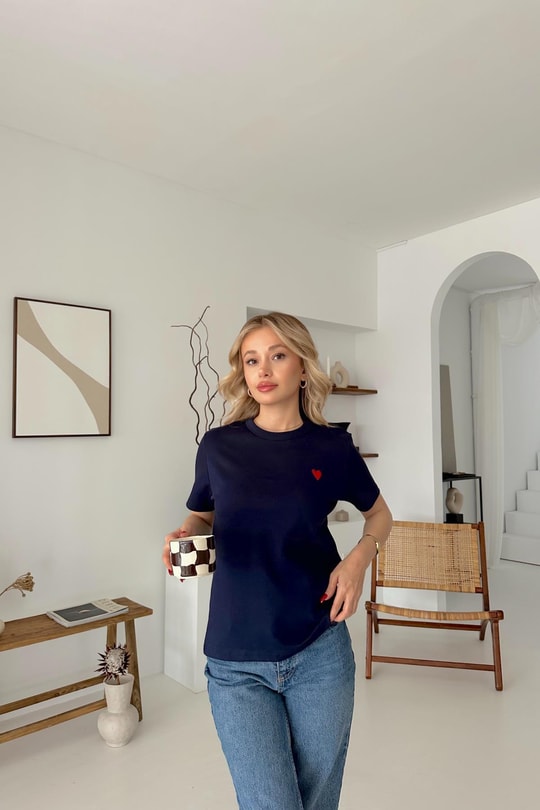 Mini Heart Tshirt Lacivert