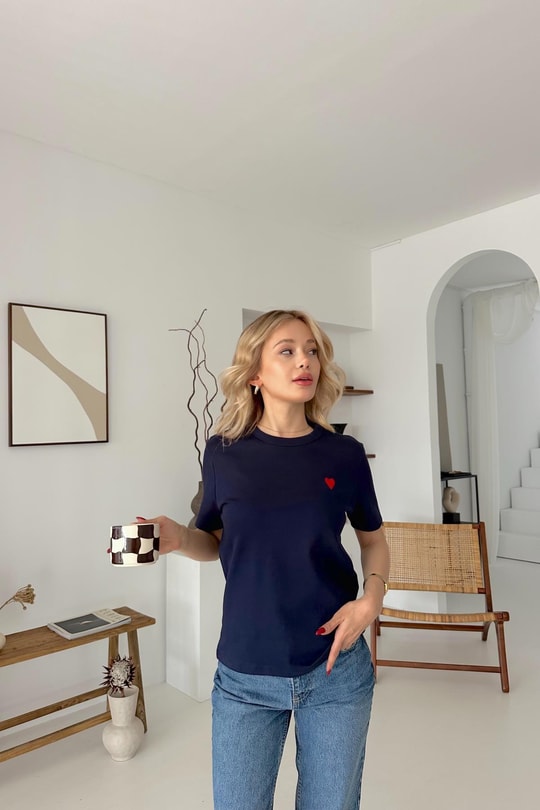 Mini Heart Tshirt Lacivert
