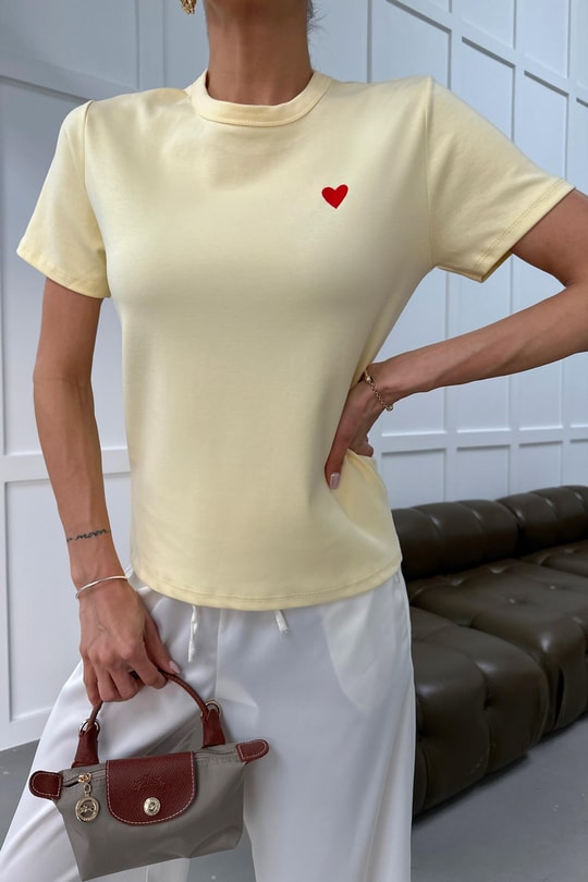 Mini Heart Tshirt Sarı