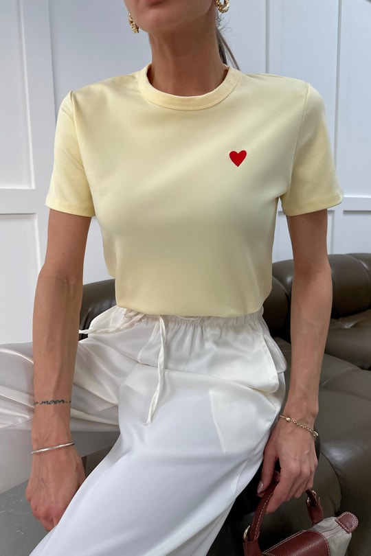 Mini Heart Tshirt Sarı