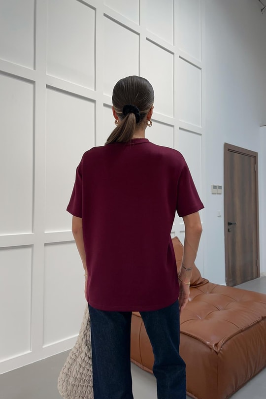 Modal Oversize Tshirt Bordo