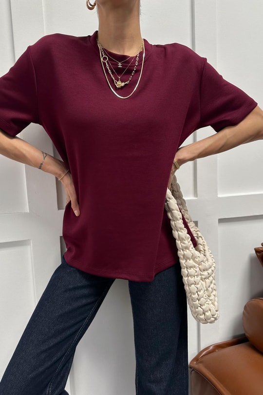 Modal Oversize Tshirt Bordo