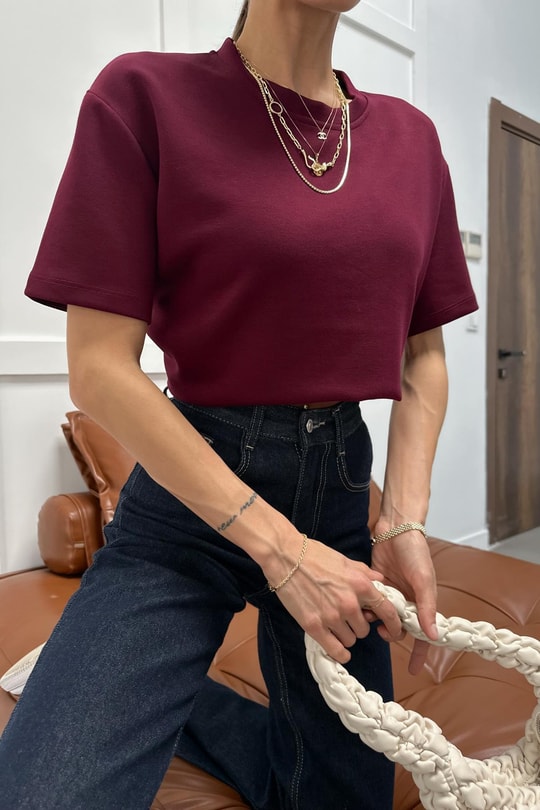 Modal Oversize Tshirt Bordo