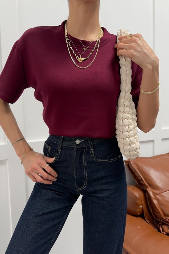 Modal Oversize Tshirt Bordo