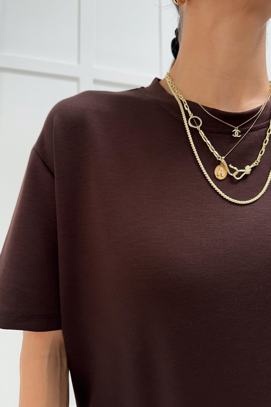 Modal Oversize Tshirt Kahve