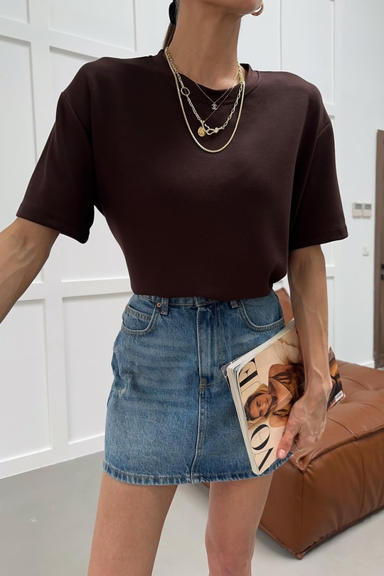 Modal Oversize Tshirt Kahve