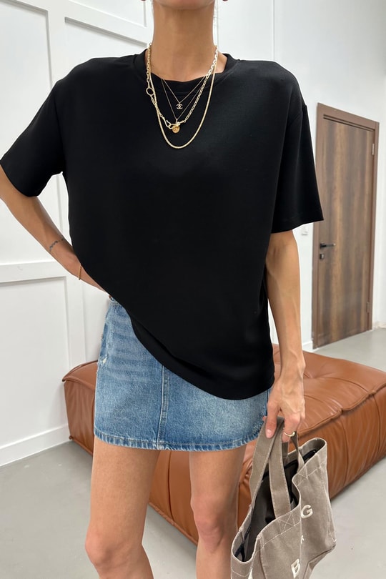 Modal Oversize Tshirt Siyah
