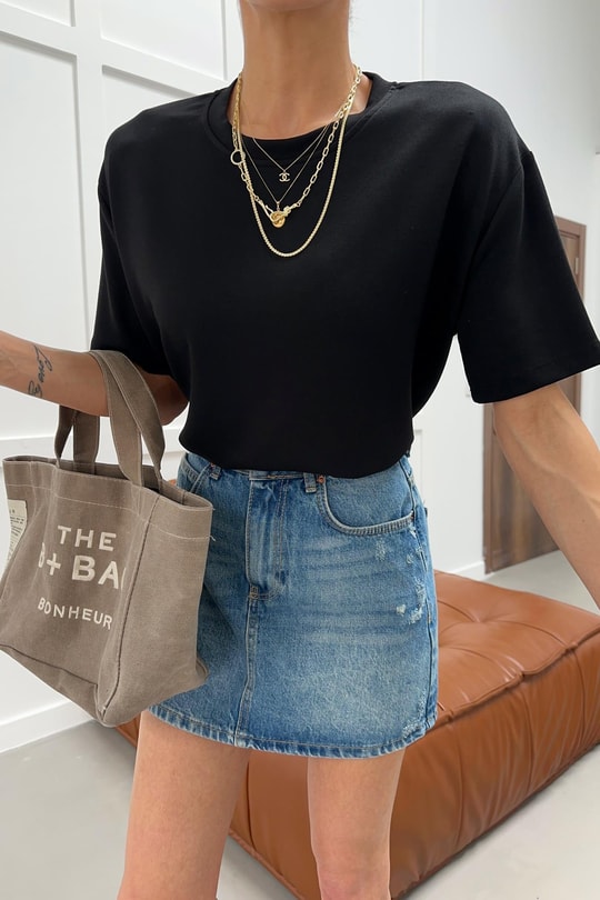 Modal Oversize Tshirt Siyah