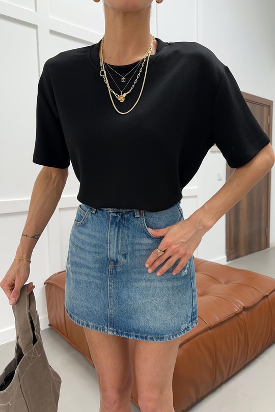 Modal Oversize Tshirt Siyah