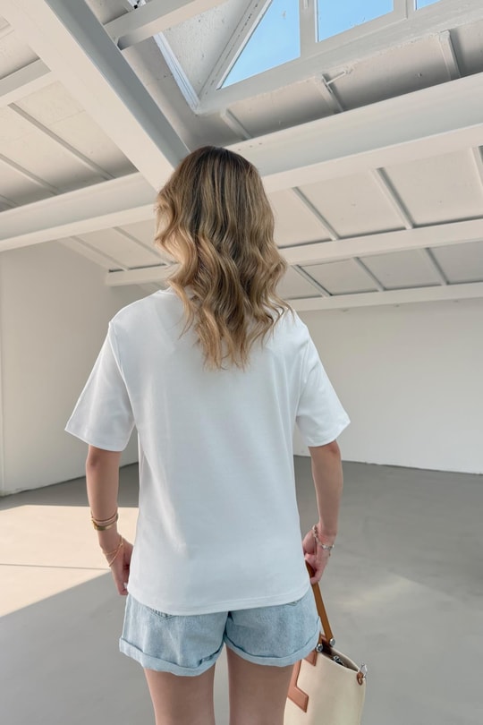 Modern Fit Crop Tshirt Beyaz