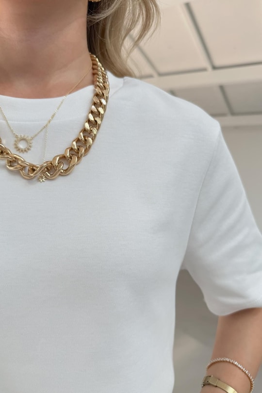 Modern Fit Crop Tshirt Beyaz