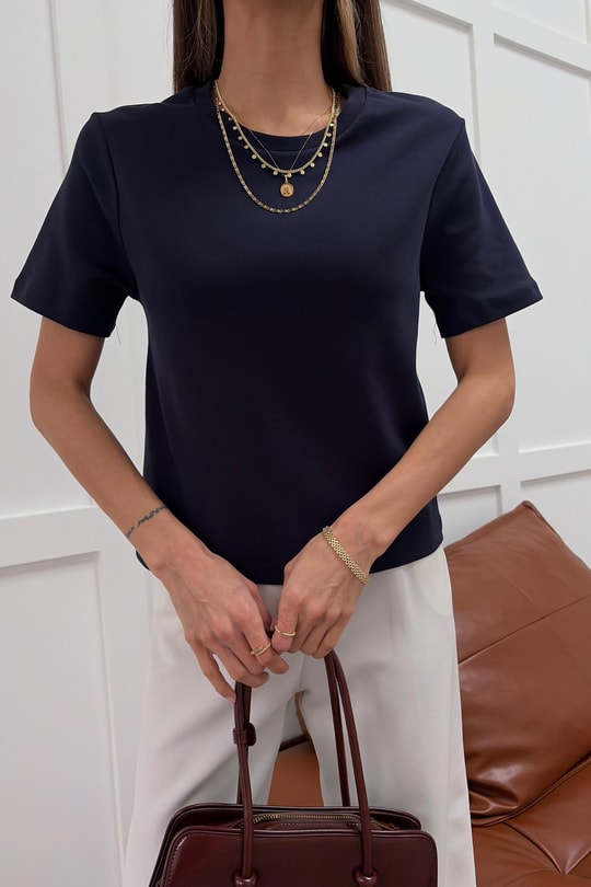 Modern Fit Crop Tshirt Lacivert