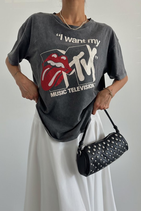 Musıc Yıkamalı Tshirt Antrasit