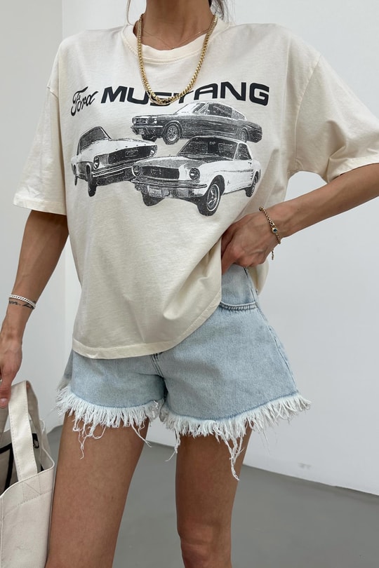 Mustang Vintage Tshirt Krem
