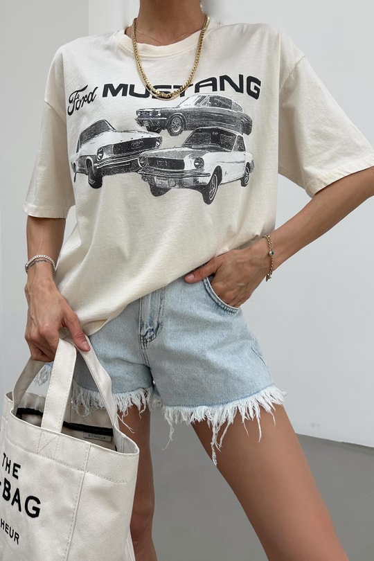 Mustang Vintage Tshirt Krem